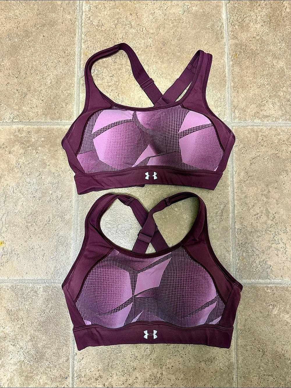 Under Armour UA Infinity High Impact Print Sports Bra Purple Small